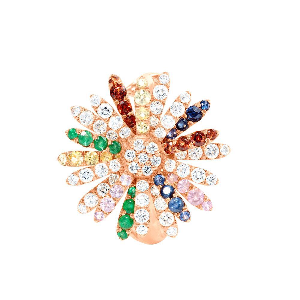 Kanz Rose Gold Colored Sapphire Rotating Flower Ring - Samra Jewellery - Diamond Jewellery - KANZ