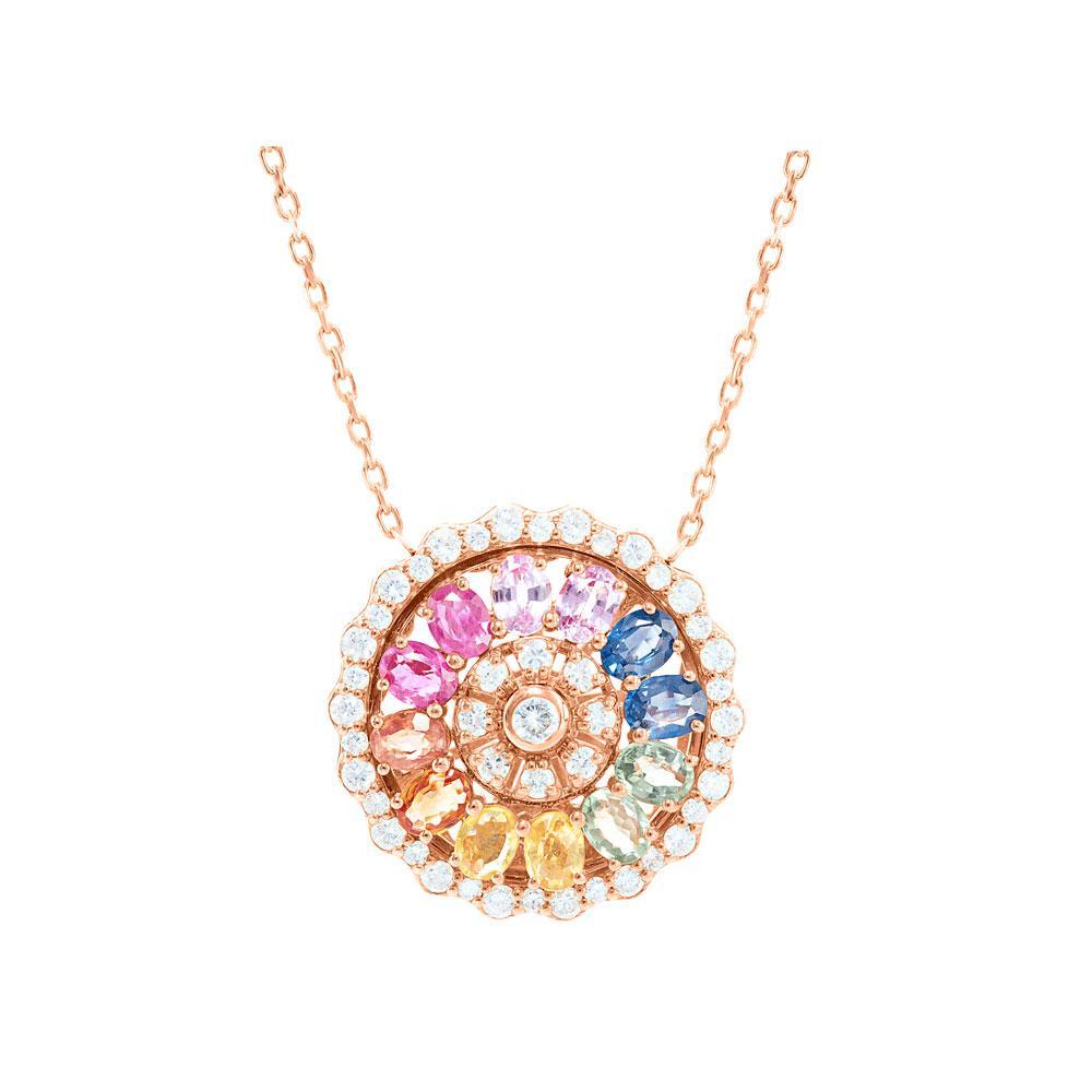Noor Rose Gold Colored Sapphire Rotating Necklace - Samra Jewellery - Diamond Jewellery - NOOR