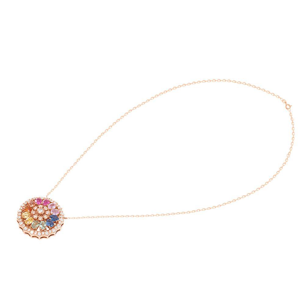 Kanz Rose Gold Colored Sapphire Rotating Necklace - Samra Jewellery - Diamond Jewellery - KANZ