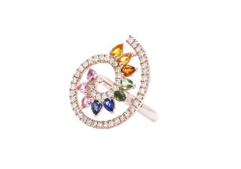 Kanz Rose Gold Colored Sapphires Spiral Ring - Samra Jewellery - Diamond Jewellery - KANZ