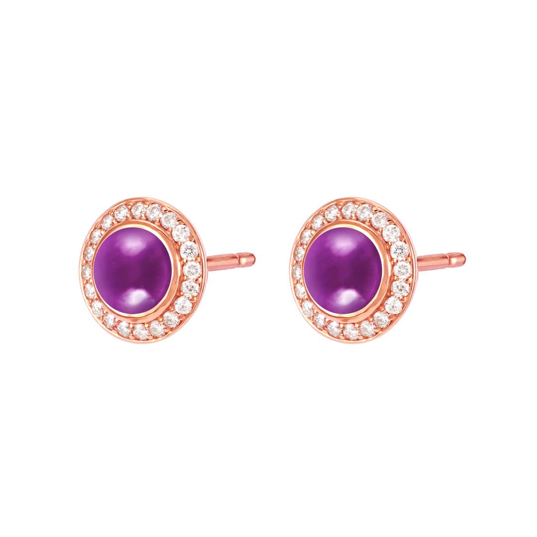 NOOR Rose Gold Diamond Amethyst Earring - Samra Jewellery - Diamond Jewellery - NOOR