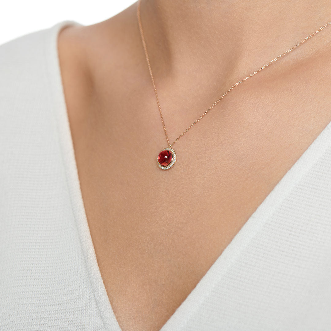 Kanz Rose Gold Diamond Rhodolite Necklace - Samra Jewellery - Diamond Jewellery - KANZ