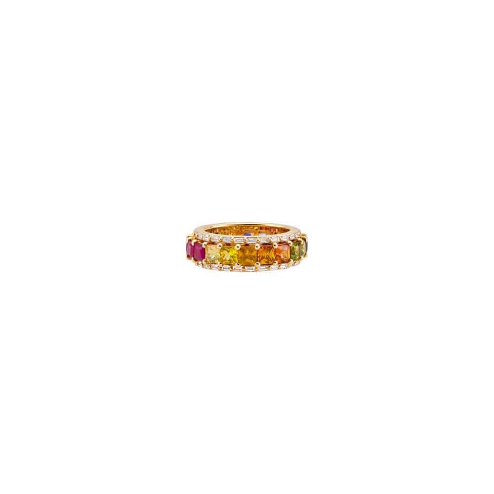 Kanz Rose Gold Princess Colored Sapphire Ring - Samra Jewellery - Diamond Jewellery - KANZ