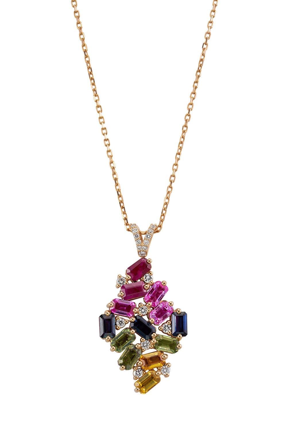 Kanz Rose Gold Sapphire Ruby Reversible Necklace - Samra Jewellery - Diamond Jewellery - KANZ