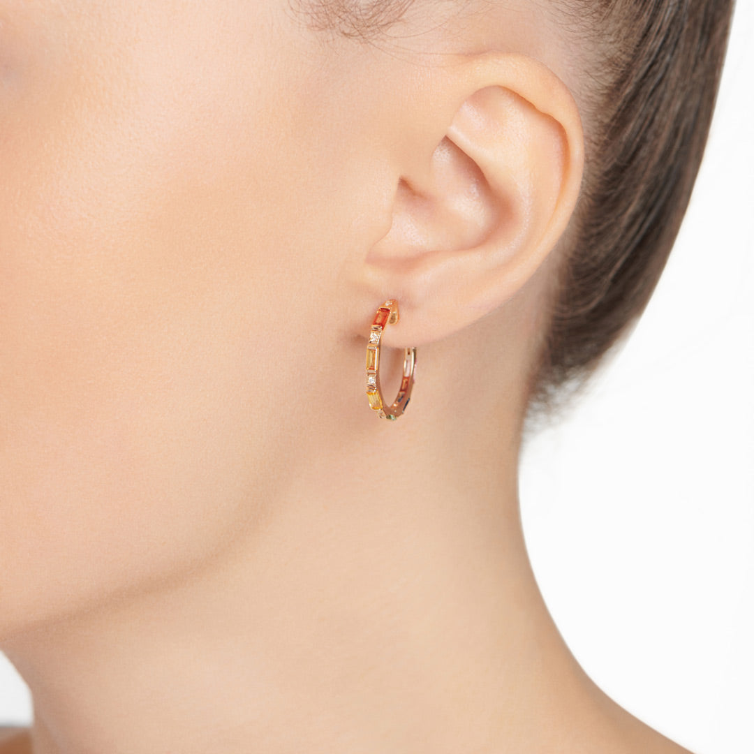 Kanz Rose Gold Sapphire Small Hoop Earring - Samra Jewellery - Diamond Jewellery - KANZ