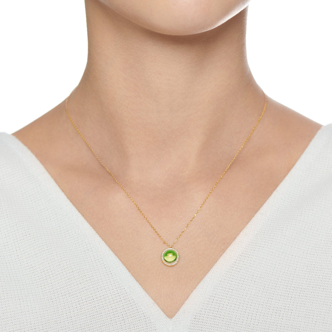 Kanz Yellow Gold Diamond Peridot Necklace - Samra Jewellery - Diamond Jewellery - KANZ