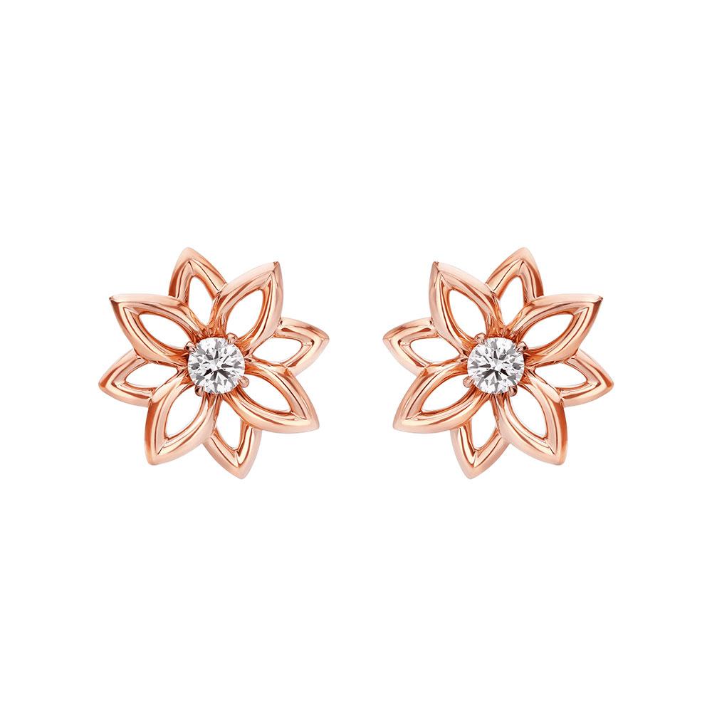 Lotus Rose Gold and Diamond Earrings - Samra Jewellery - Diamond Jewellery - LOTUS BY SAMRA