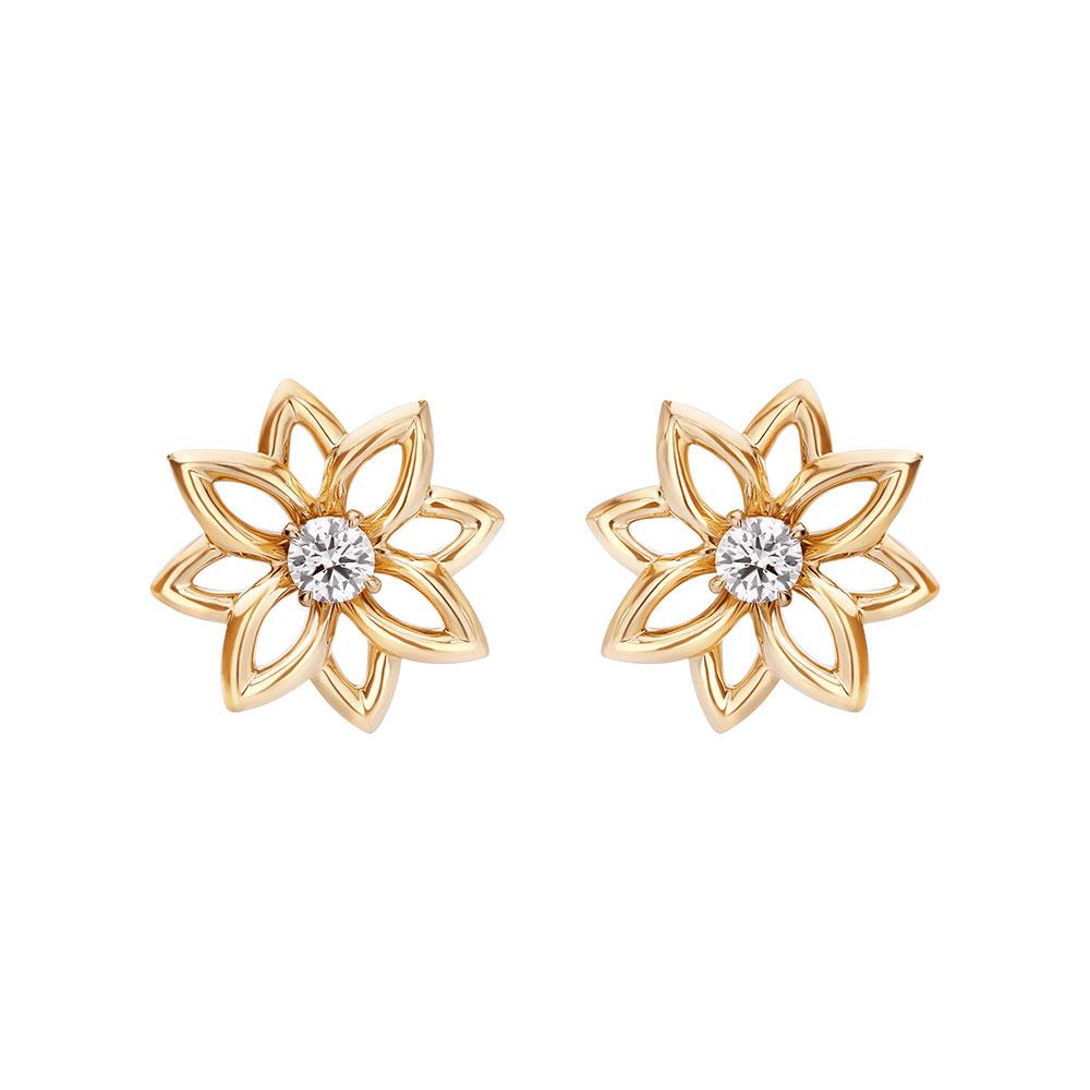 Lotus Yellow Gold and Diamond Earrings - Samra Jewellery - Diamond Jewellery - LOTUS BY SAMRA