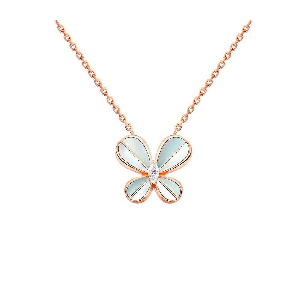 Marquise Butterfly Rose Gold Large Necklace - Samra Jewellery - Diamond Jewellery - BUTTERFLIES