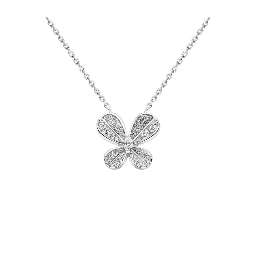 Marquise Butterfly White Gold Large Necklace - Samra Jewellery - Diamond Jewellery - BUTTERFLIES