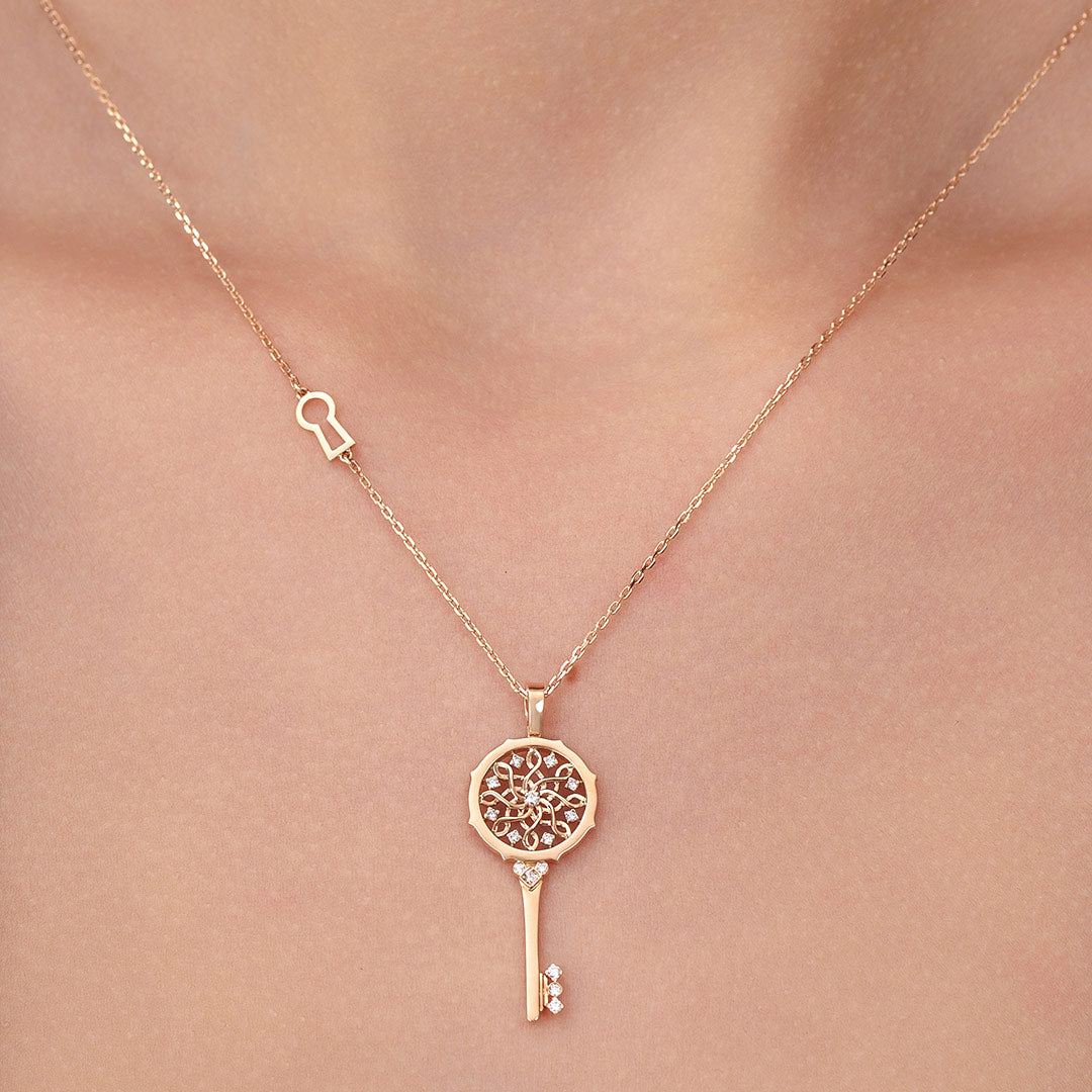 Muftah Turath Small Key Necklace - Samra Jewellery - Diamond Jewellery - TURATH
