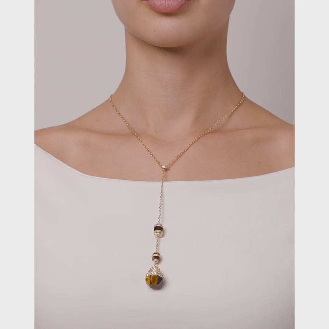 Azm Yellow Gold Tiger Eye Large Necklace - Samra Jewellery - Diamond Jewellery - AZM