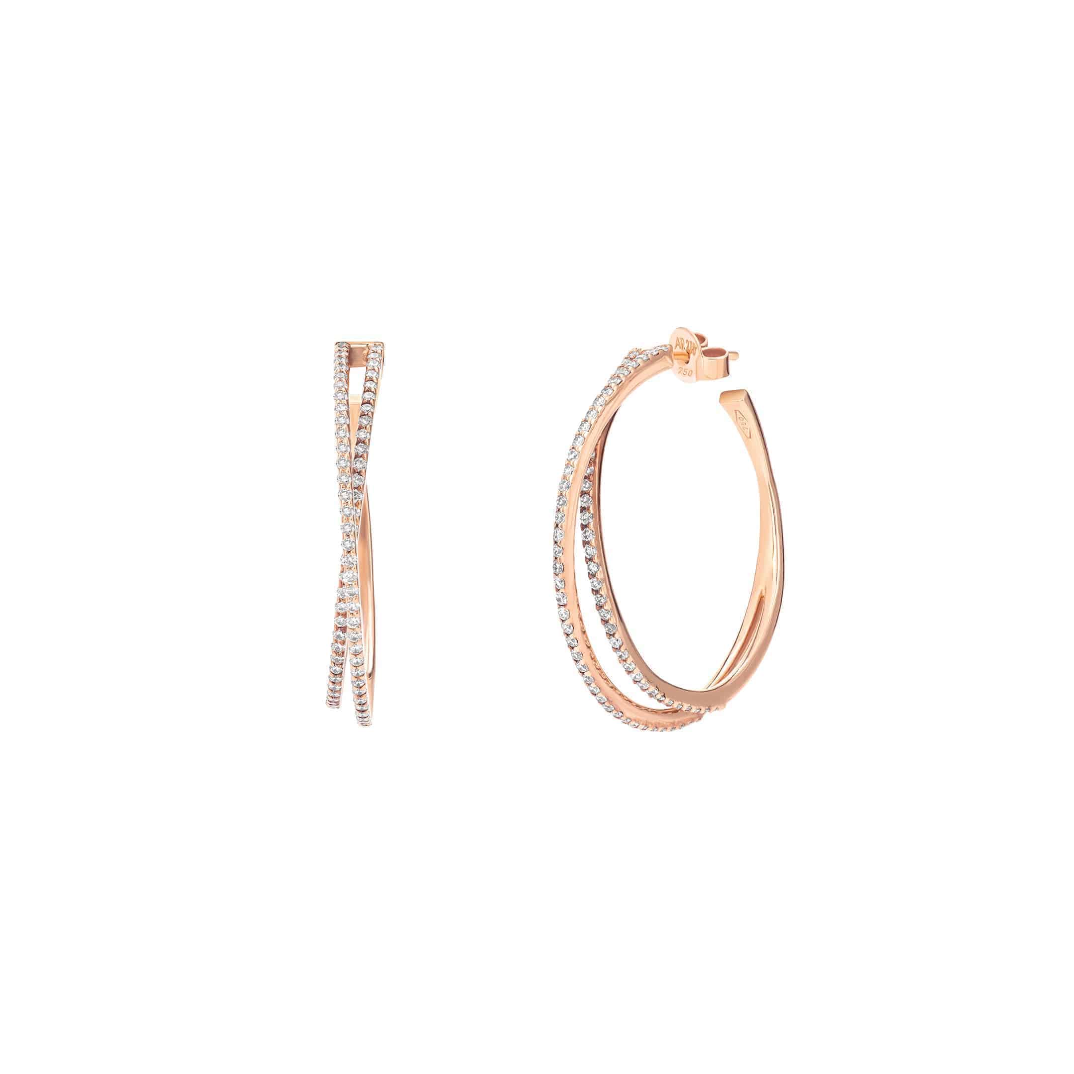 Rose Gold Hoop Earring - Samra Jewellery - Diamond Jewellery - TOO GOOD TO MISS PRICES