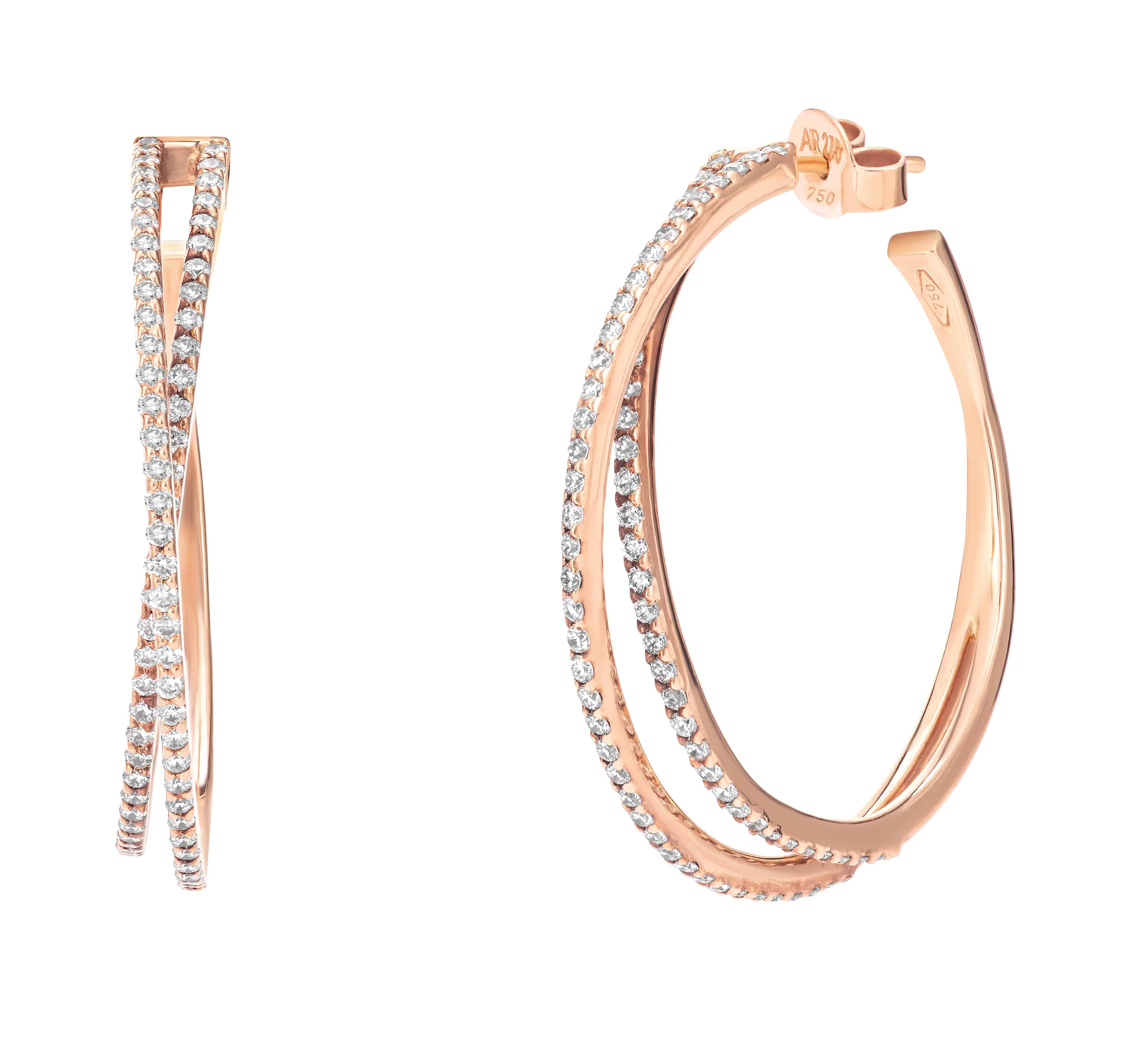 Rose Gold Hoop Earring - Samra Jewellery - Diamond Jewellery - TOO GOOD TO MISS PRICES