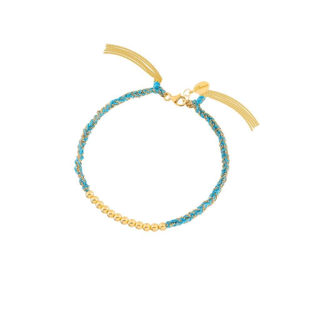 Sukar Bracelet Yellow Gold Blue Fine Silk - Samra Jewellery - Diamond Jewellery - SUKAR