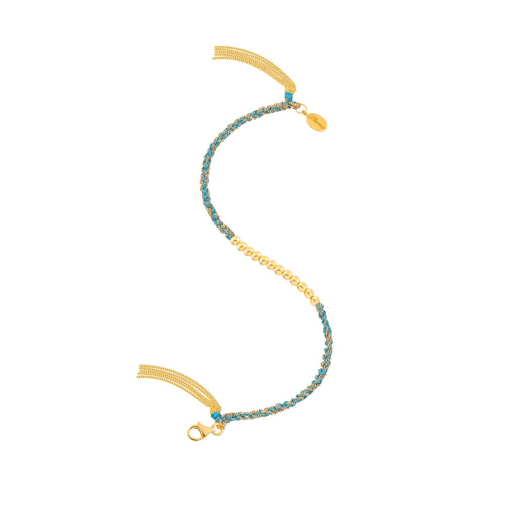 Sukar Bracelet Yellow Gold Blue Fine Silk - Samra Jewellery - Diamond Jewellery - SUKAR