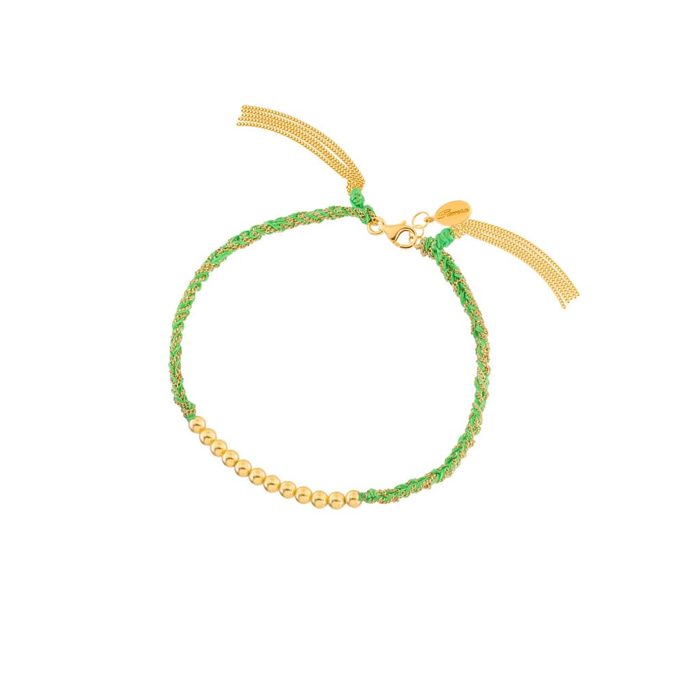 Sukar Bracelet Yellow Gold Green Fine Silk - Samra Jewellery - Diamond Jewellery - SUKAR