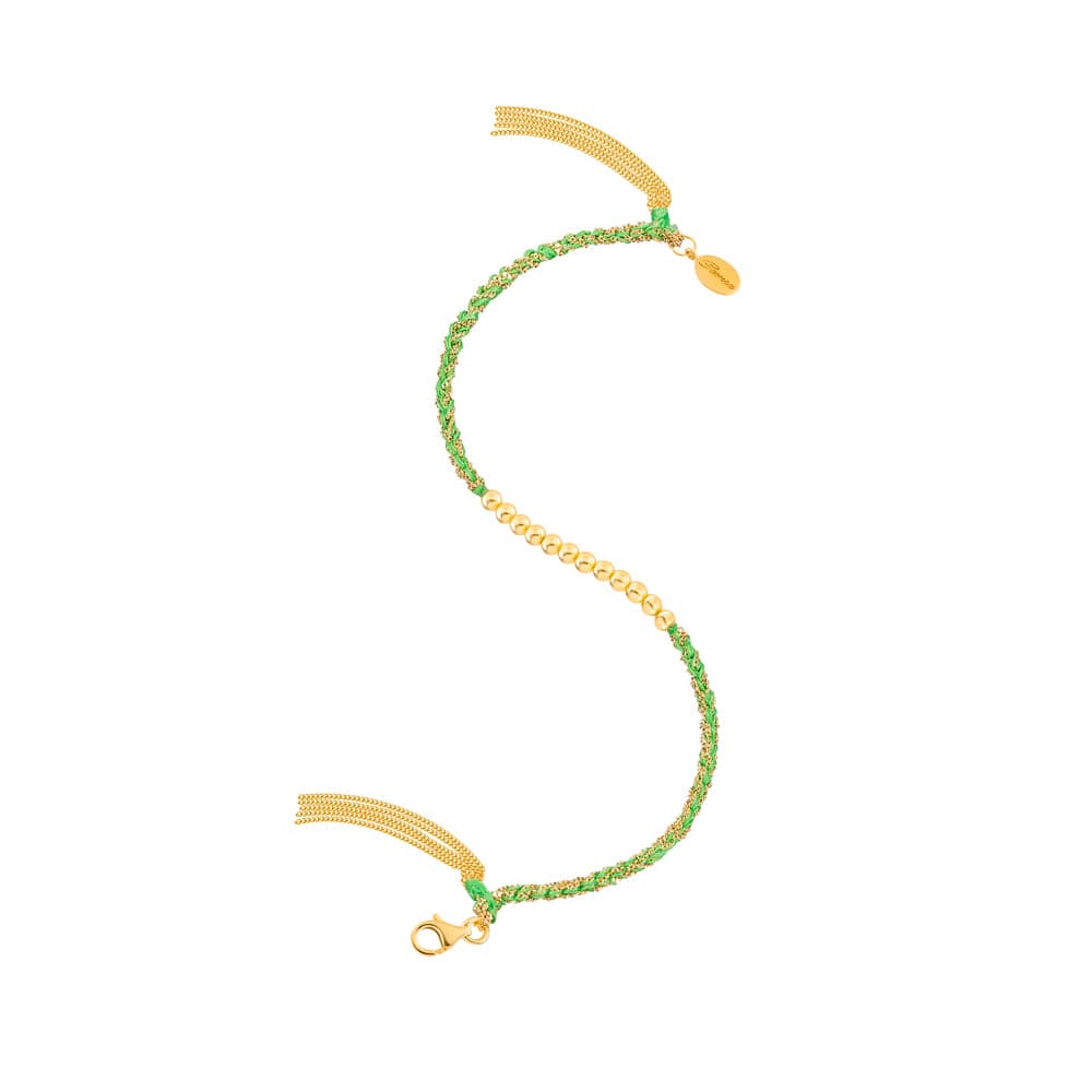 Sukar Bracelet Yellow Gold Green Fine Silk - Samra Jewellery - Diamond Jewellery - SUKAR