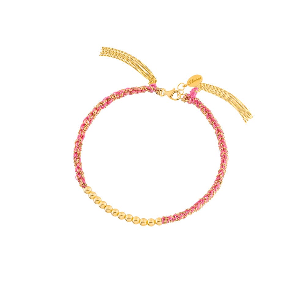 Sukar Bracelet Yellow Gold Pink Fine Silk - Samra Jewellery - Diamond Jewellery - SUKAR