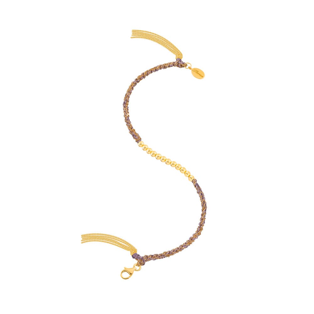Sukar Bracelet Yellow Gold Purple Fine Silk - Samra Jewellery - Diamond Jewellery - SUKAR