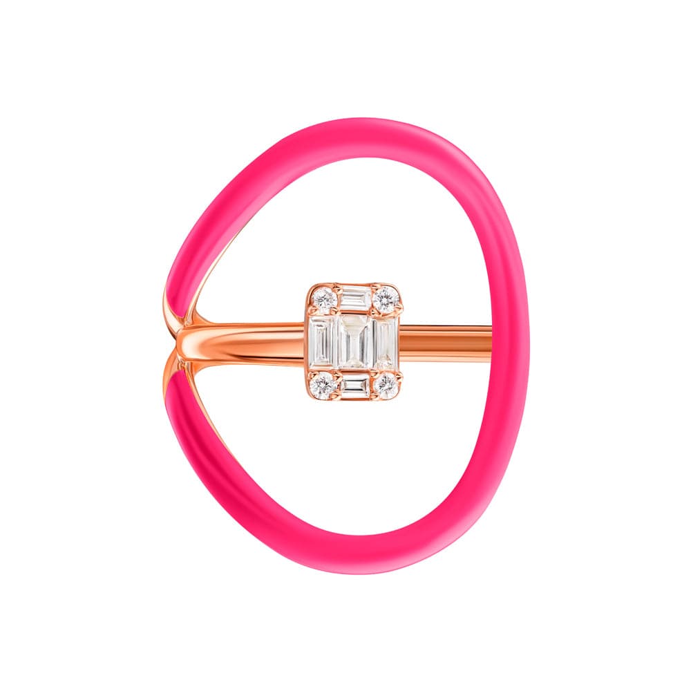 Sukar Oval Ring Neon Pink Ceramic Enamel - Samra Jewellery - Diamond Jewellery - SUKAR