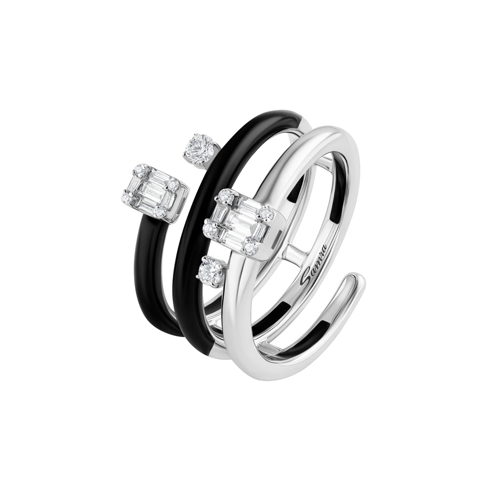 Sukar Ring Black Ceramic Enamel - Samra Jewellery - Diamond Jewellery - SUKAR