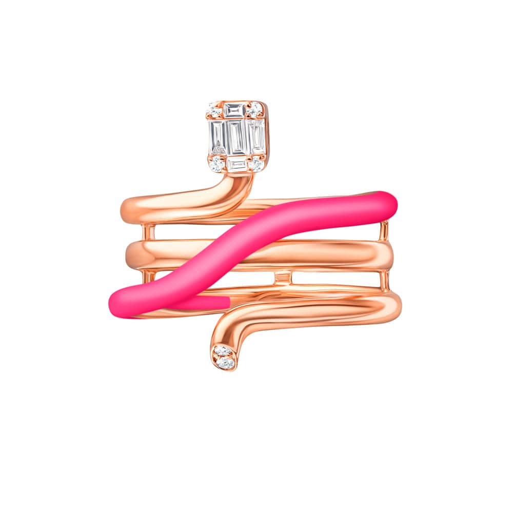 Sukar Ring Neon Pink Ceramic Enamel - Samra Jewellery - Diamond Jewellery - SUKAR