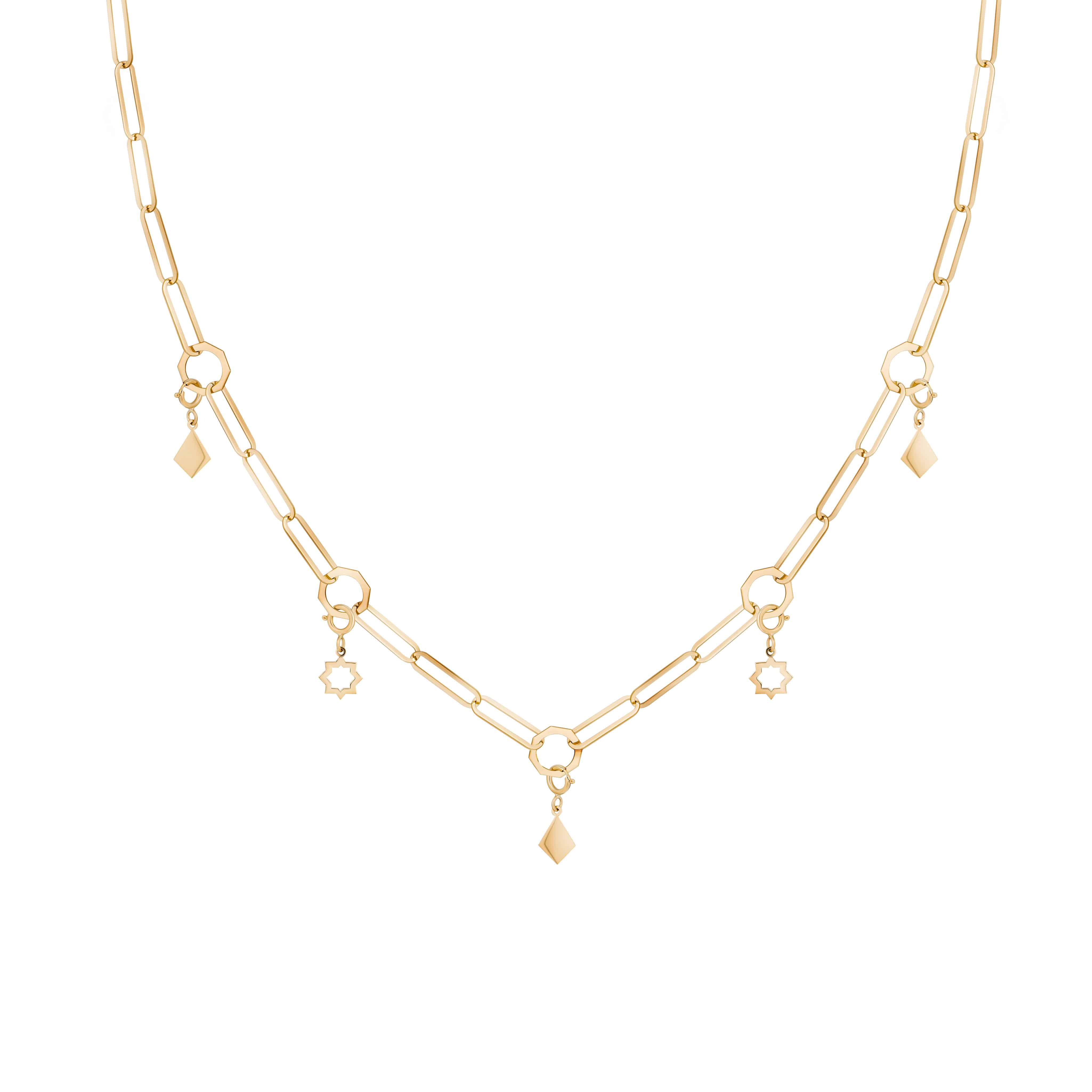 Thahab Turath Necklace with Charms - Samra Jewellery - Diamond Jewellery - TURATH