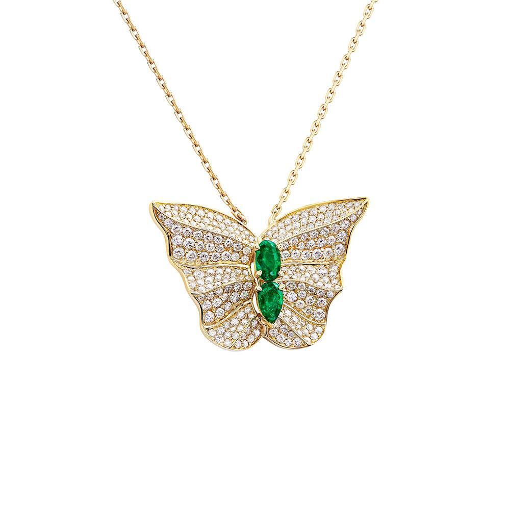 Tropical Butterfly Large Necklace - Samra Jewellery - Diamond Jewellery - BUTTERFLIES